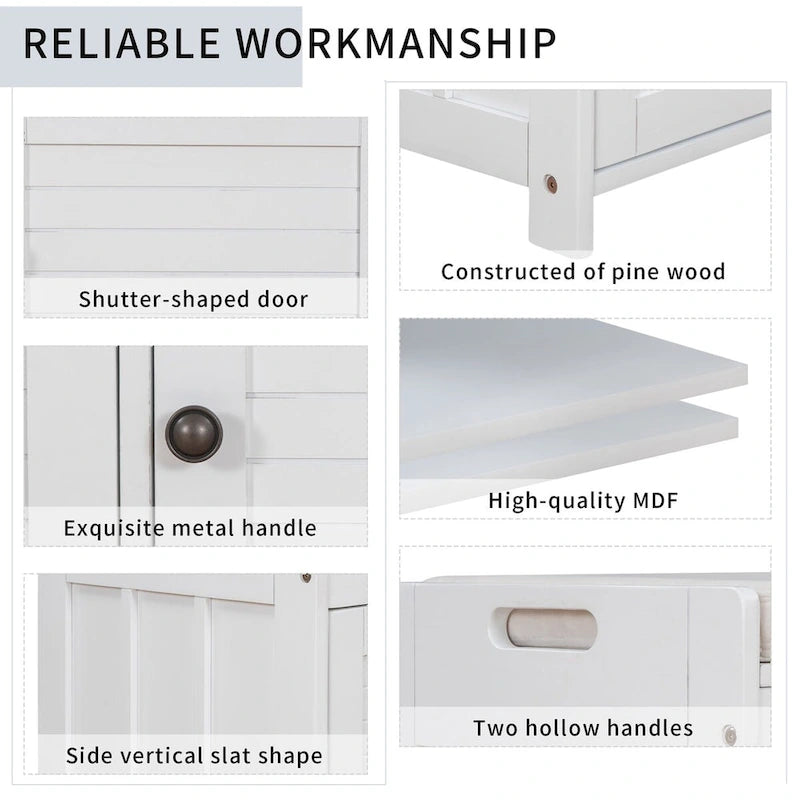Storage Bench with 3 Doors Shoe Bench with Removable Cushion