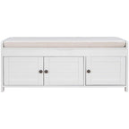 Storage Bench with 3 Doors Shoe Bench with Removable Cushion