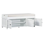 Storage Bench with 3 Doors Shoe Bench with Removable Cushion