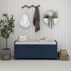 Storage Bench with 3 Doors Shoe Bench with Removable Cushion
