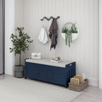 Storage Bench with 3 Doors Shoe Bench with Removable Cushion