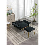 Velvet Accent Chair with Adjustable Armrests and Backrest, Button Tufted Lounge Chair, Single Recliner Armchair with Ottoman