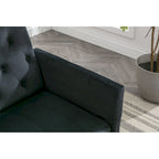 Velvet Accent Chair with Adjustable Armrests and Backrest, Button Tufted Lounge Chair, Single Recliner Armchair with Ottoman