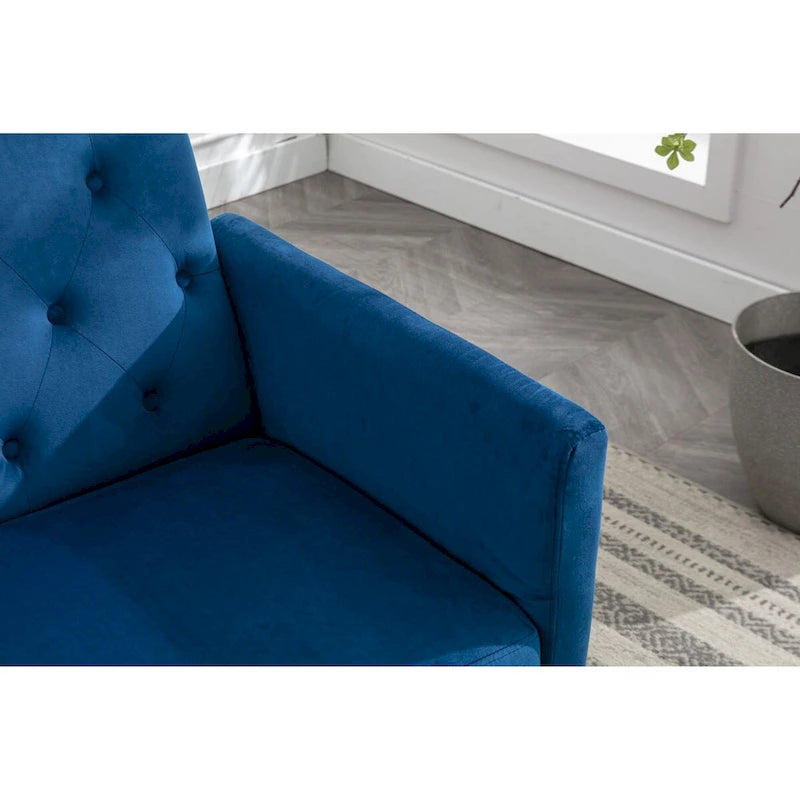 Velvet Accent Chair with Adjustable Armrests and Backrest, Button Tufted Lounge Chair, Single Recliner Armchair with Ottoman