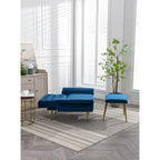 Velvet Accent Chair with Adjustable Armrests and Backrest, Button Tufted Lounge Chair, Single Recliner Armchair with Ottoman