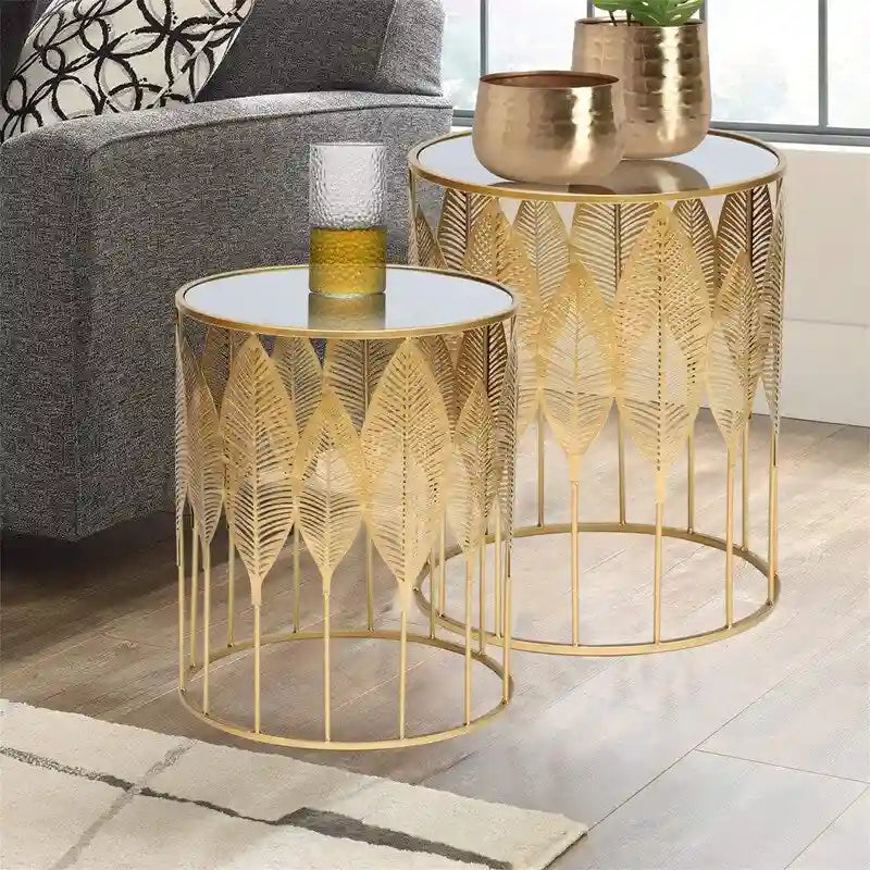 Gold Nesting Side Coffee Table - 13.8D x 13.8W x 23.5H