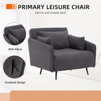 Linen Upholstered Convertible Single Sleeper Armchair for Living Room