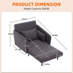 Linen Upholstered Convertible Single Sleeper Armchair for Living Room