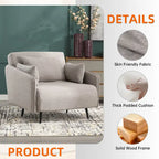 Linen Upholstered Convertible Single Sleeper Armchair for Living Room