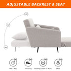 Linen Upholstered Convertible Single Sleeper Armchair for Living Room