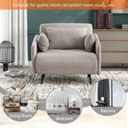 Linen Upholstered Convertible Single Sleeper Armchair for Living Room