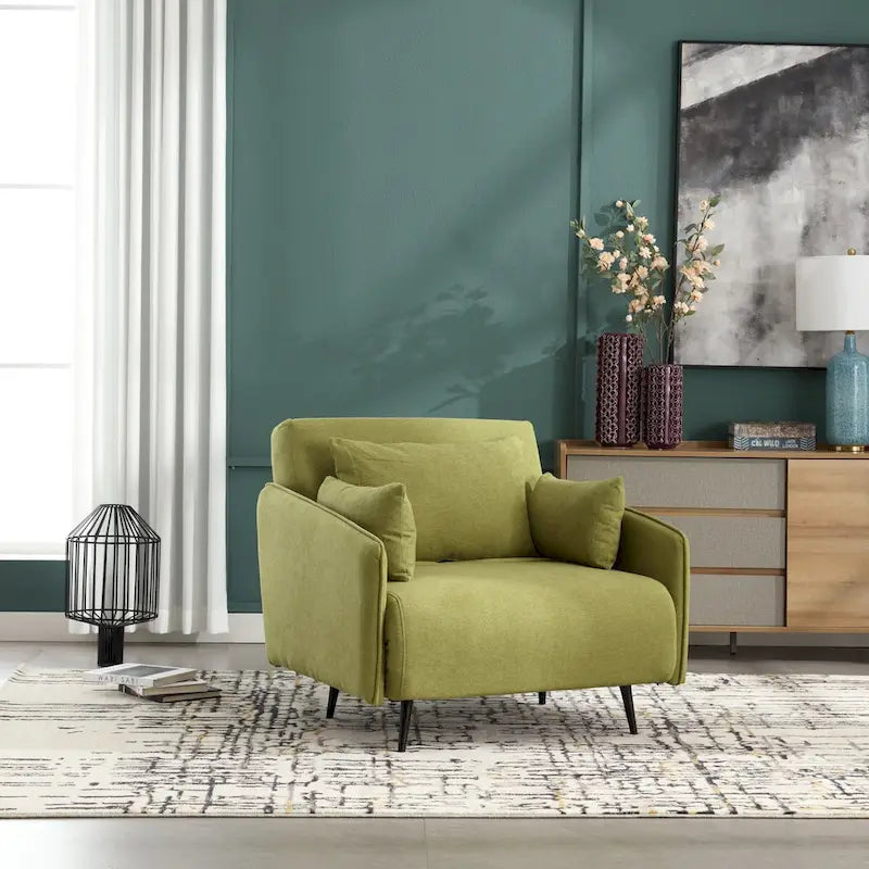 Linen Upholstered Convertible Single Sleeper Armchair for Living Room