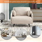 Linen Upholstered Convertible Single Sleeper Armchair for Living Room
