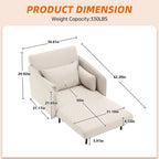 Linen Upholstered Convertible Single Sleeper Armchair for Living Room