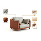 Modern Faux Leather 3-Seater Sofa with Black Legs - one seat