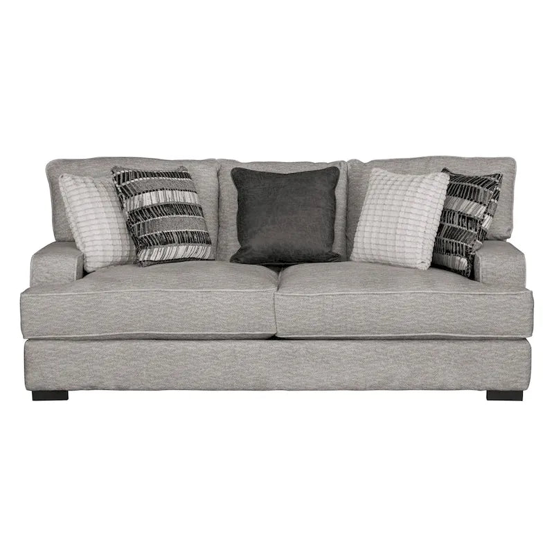Furniture of America Aiden Contemporary Track Arms Sofa with Loose Back Pillows and Wooden Legs