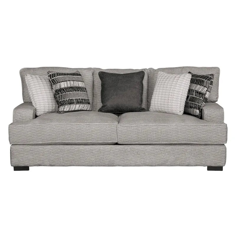 Furniture of America Aiden Contemporary Track Arms Sofa with Loose Back Pillows and Wooden Legs