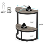 2-Tier Half Round End Table with Storage for Sofa, Living Room