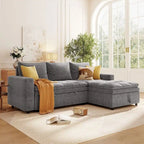 Soft Upholstered Sectional Sofa Bed with Storage Space, Suitable for Living Rooms and Apartments