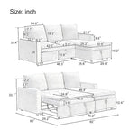 Soft Upholstered Sectional Sofa Bed with Storage Space, Suitable for Living Rooms and Apartments