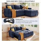 Soft Upholstered Sectional Sofa Bed with Storage Space, Suitable for Living Rooms and Apartments