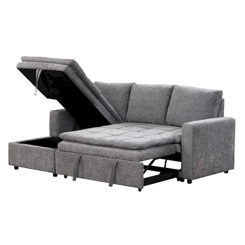 Soft Upholstered Sectional Sofa Bed with Storage Space, Suitable for Living Rooms and Apartments