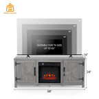 58-inch Grey Electric Fireplace TV Stands Console Table with 18 Electric Fireplace