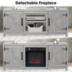 58-inch Grey Electric Fireplace TV Stands Console Table with 18 Electric Fireplace