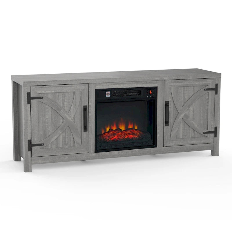58-inch Grey Electric Fireplace TV Stands Console Table with 18 Electric Fireplace