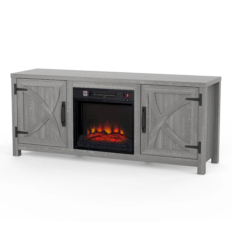 58-inch Grey Electric Fireplace TV Stands Console Table with 18 Electric Fireplace