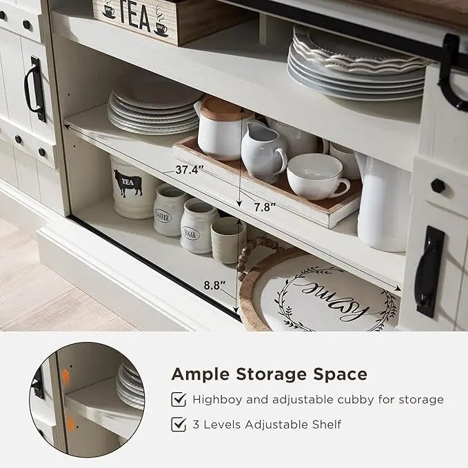 75 Farmhouse TV Stand, Media Console Table, Entertainment Center