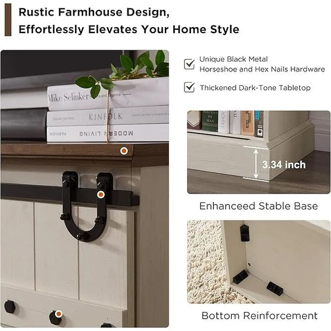 75 Farmhouse TV Stand, Media Console Table, Entertainment Center