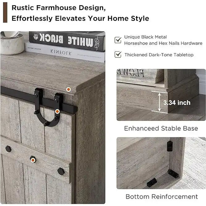 75 Farmhouse TV Stand, Media Console Table, Entertainment Center