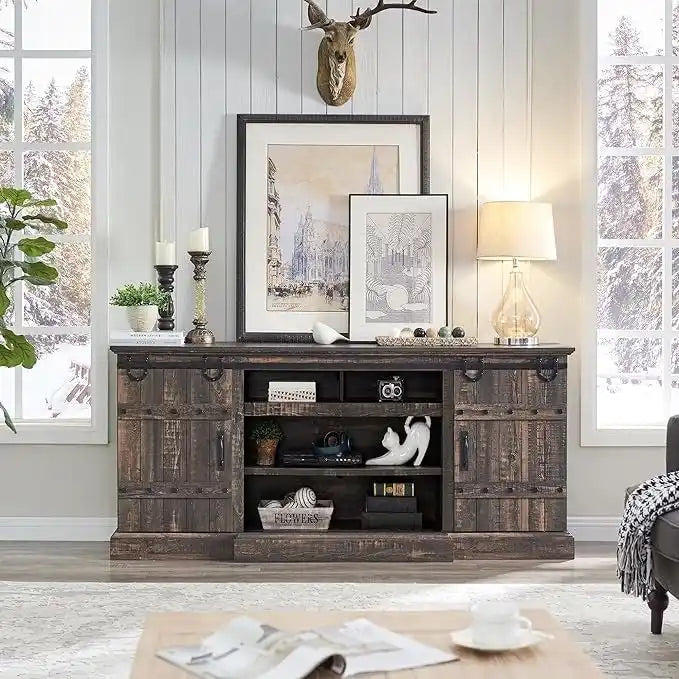 75 Farmhouse TV Stand, Media Console Table, Entertainment Center