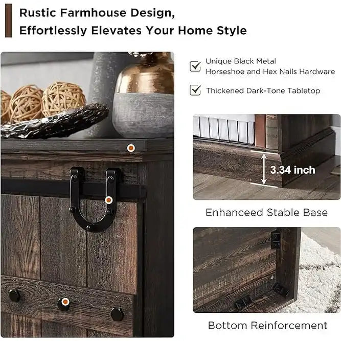 75 Farmhouse TV Stand, Media Console Table, Entertainment Center