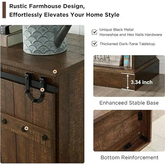 75 Farmhouse TV Stand, Media Console Table, Entertainment Center