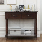 Daisy Series Console Table Traditional Design with Two Drawers and Bottom Shelf Acacia Mangium