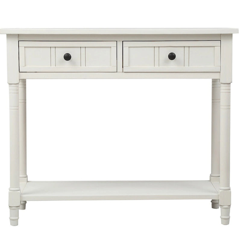Daisy Series Console Table Traditional Design with Two Drawers and Bottom Shelf Acacia Mangium