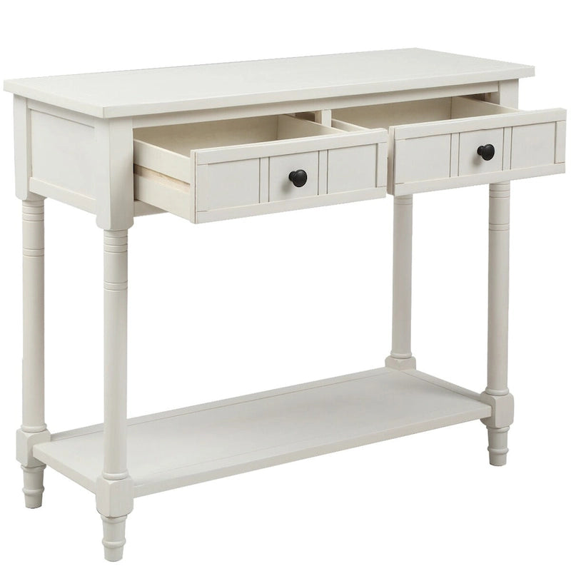 Daisy Series Console Table Traditional Design with Two Drawers and Bottom Shelf Acacia Mangium