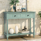 Daisy Series Console Table Traditional Design with Two Drawers and Bottom Shelf Acacia Mangium