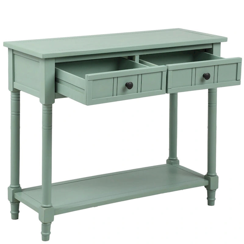 Daisy Series Console Table Traditional Design with Two Drawers and Bottom Shelf Acacia Mangium