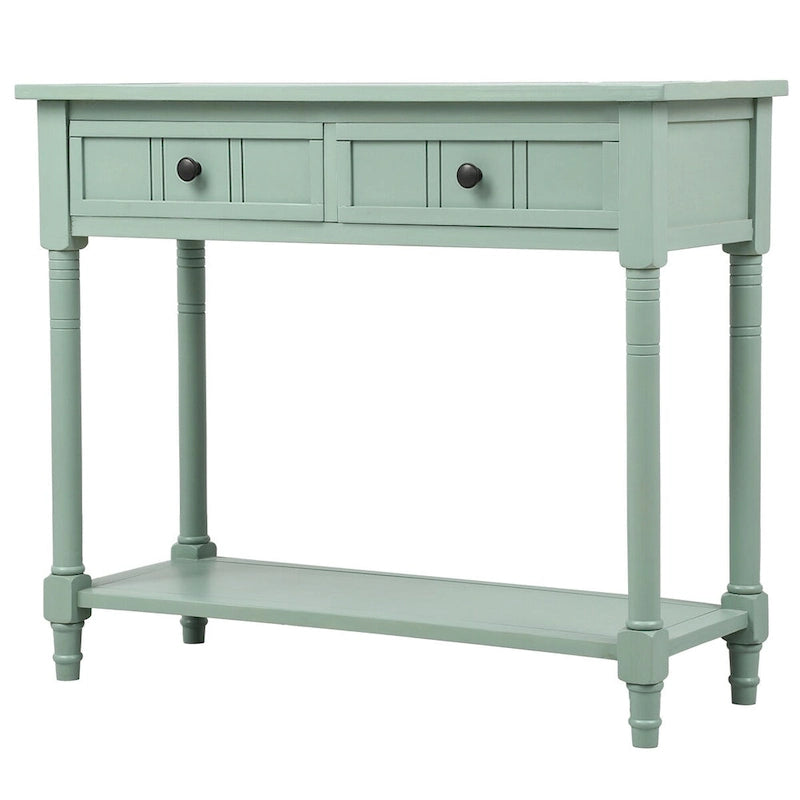 Daisy Series Console Table Traditional Design with Two Drawers and Bottom Shelf Acacia Mangium