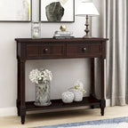 Daisy Series Console Table Traditional Design with Two Drawers and Bottom Shelf Acacia Mangium