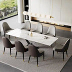 9 - Piece 94.48 Extendable Sintered Stone Dining Table with 8 Chairs Dining Set