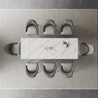 9 - Piece 94.48 Extendable Sintered Stone Dining Table with 8 Chairs Dining Set