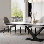 9 - Piece 94.48 Extendable Sintered Stone Dining Table with 8 Chairs Dining Set