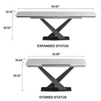 9 - Piece 94.48 Extendable Sintered Stone Dining Table with 8 Chairs Dining Set