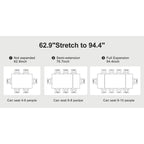 9 - Piece 94.48 Extendable Sintered Stone Dining Table with 8 Chairs Dining Set