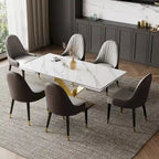 9 - Piece 94.48 Extendable Sintered Stone Dining Table with 8 Chairs Dining Set