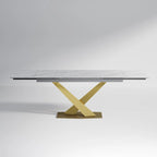 9 - Piece 94.48 Extendable Sintered Stone Dining Table with 8 Chairs Dining Set